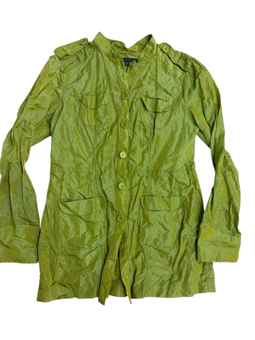 BERNADETTE Women’s Antwerp  Crinkled  Utility Shacket Neon Chartreuse Size 12